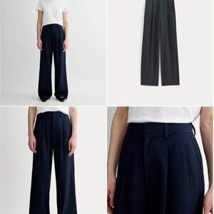 NWT Everlane Way High Wide Leg Trouser Pant / 4 short / navy